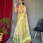 Yellow Organza Zari Sweaving Saree With Gold Zari Weaved Border