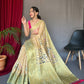 Yellow Organza Zari Sweaving Saree With Gold Zari Weaved Border