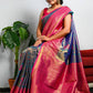 Blue Pure Heavy Golden Contrast Kanjeevaram Silk Saree