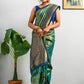 Dark Green Pure Heavy Golden Contrast Kanjeevaram Silk Saree