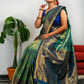 Dark Green Pure Heavy Golden Contrast Kanjeevaram Silk Saree