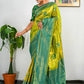 Parrot Pure Heavy Golden Contrast Kanjeevaram Silk Saree