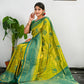 Parrot Pure Heavy Golden Contrast Kanjeevaram Silk Saree