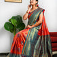 Red Pure Heavy Golden Contrast Kanjeevaram Silk Saree