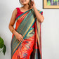 Red Pure Heavy Golden Contrast Kanjeevaram Silk Saree