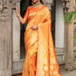 Yellow Pure Banarasi Silk Saree With Bandhani Meenakari Woven