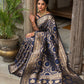 Blue Pure Banarasi Silk Saree With Bandhani Meenakari Woven
