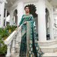 Teal Pure Banarasi Silk Saree With Bandhani Meenakari Woven