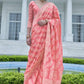 Pink Banarasi Cotton Chikankari Weaving Sarees