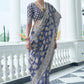 Blue Banarasi Cotton Chikankari Weaving Sarees