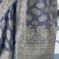 Blue Banarasi Cotton Chikankari Weaving Sarees