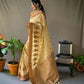 Lemon Cotton Slub Sarees With Copper Zari Temple Weaving Border