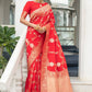 Red Soft Banarasi Katan silk saree