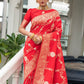 Red Soft Banarasi Katan silk saree