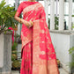 Peach Soft Banarasi Katan silk saree