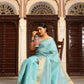 Sky Blue Tussue Linen Silk Weaving Saree With Zari Woven