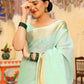 Sea Green Tussue Linen Silk Weaving Saree With Zari Woven