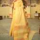 Yellow Tussue Linen Silk Weaving Saree With Zari Woven