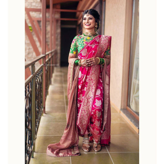 Pink Kanchipuram Pure Silk Handloom Saree