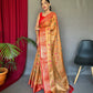 Orange Pure Tissue Silk Saree With Zari Weaving