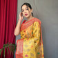 Yellow Pure Tissue Silk Saree With Zari Weaving