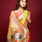 Yellow Banarasi Soft Silk Paithani Saree With Fancy Meena