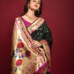 Green Banarasi Soft Silk Paithani Saree With Fancy Meena