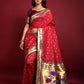 Red Banarasi Soft Silk Paithani Saree With Fancy Meena