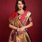 Red Banarasi Soft Silk Paithani Saree With Fancy Meena