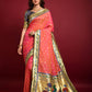 Orange Banarasi Soft Silk Paithani Saree With Fancy Meena