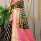 Black Kanchipuram Handloom Weaving Silk Saree