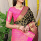 Black Kanchipuram Handloom Weaving Silk Saree