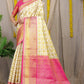Cream Kanchipuram Handloom Weaving Silk Saree