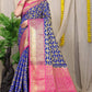 Blue Kanchipuram Handloom Weaving Silk Saree