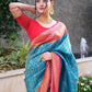 Blue Soft Lichi Silk Saree