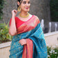 Blue Soft Lichi Silk Saree