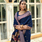 Blue Linen Silk Saree With Sequence Zari Weaves