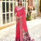 Pink Linen Silk Saree With Sequence Zari Weaves