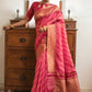 Pink Semi Tussar Silk Saree