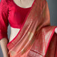 Orange Linen Saree With Chap Border