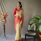 Cream Linen Saree With Chap Border
