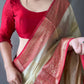 Cream Linen Saree With Chap Border