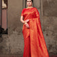 Red Pure Softy Silk Saree With Handloom Zari