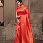 Red Pure Softy Silk Saree With Handloom Zari