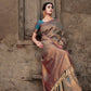 Teal Pure Softy Silk Saree With Handloom Zari