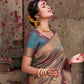 Teal Pure Softy Silk Saree With Handloom Zari