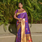 Blue Paithani Pure Silk Handloom Saree With Pure Jari