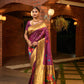 Wine Paithani Pure Silk Handloom Saree With Pure Jari