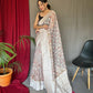 Grey Pure Cotton Linen Saree With Chikankari Lucknowi Work