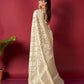 Cream Linen Saree With Ikkat Self Weaving